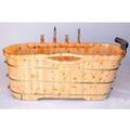 61 Free Standing Cedar Wood Bath Tub With Chrome Tub Filler