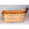59 Free Standing Oak Wood Bath Tub With Chrome Tub Filler