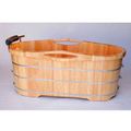 61 Free Standing Oak Wood Bath With Cushion Headrest