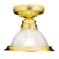 Livex Lighting Home Basics 1 Light Ribbed Glass Ceiling Light