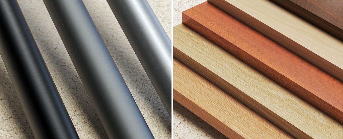 wood and metal finish options for Alta ladders