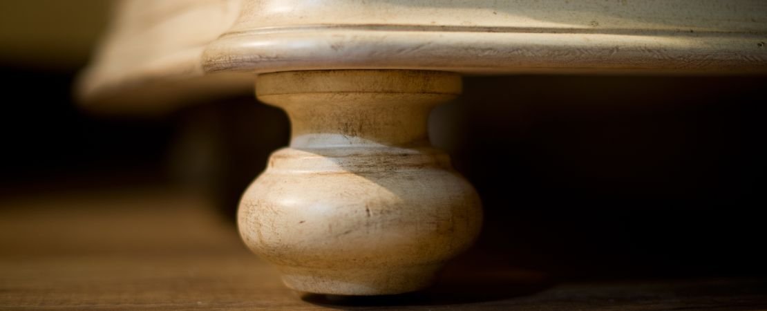 close up of bun foot on furniture