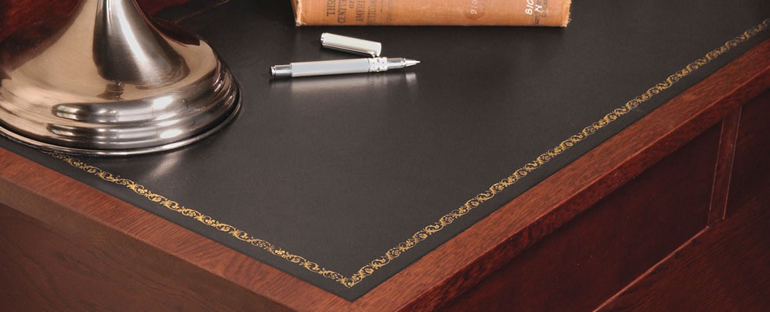 Leather Inlay Table Large Mahogany Partners Desk DSK001LB