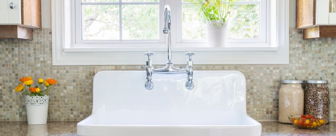 vintage kitchen faucet and apron sink