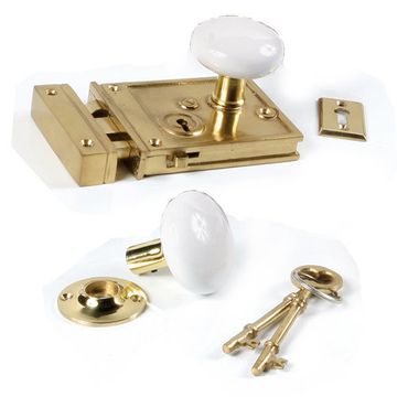 BRASS PLAIN RIM LOCK SET LOCK SETimage