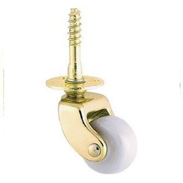 UNLACQUERED BRASS THREADE CASTER W/PORC WHEELimage