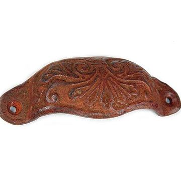 RUSTY IRON SCALLOPED BIN PULL   3 5/8 BOREimage