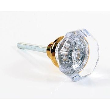 OCTAGONAL GLASS DOORKNOB SET  POL BRASSimage