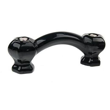 BLACK GLASS BRIDGE HANDLE     3 BOREimage
