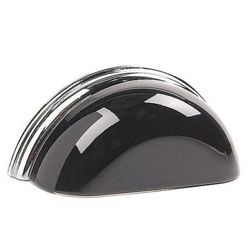 BLACK/POLISHED CHROME METAL BIN PULL;3 BOREimage