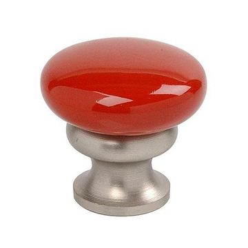 RETRO RED/BRUSHED NICKEL MUSHROOM METAL KNOBimage