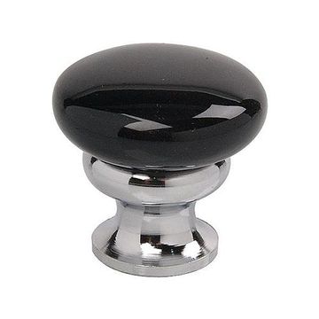 GLASS BLACK/POL CHROME MUSHROOM METAL KNOBimage