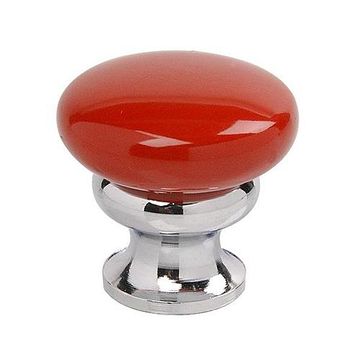 RETRO RED/POL CHROME MUSHROOM METAL KNOBimage