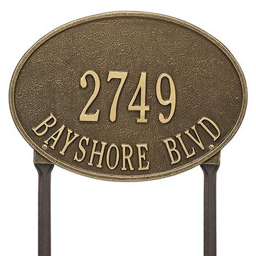 ANTQ BRASS LAWN STANDARD 2 LINE (GOLD LETTER) *DS*image