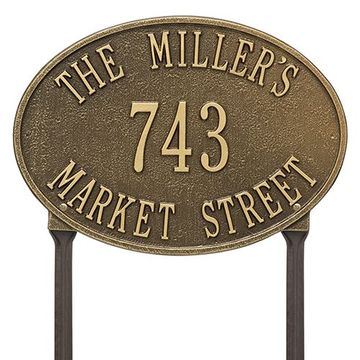 ANTQ BRASS LAWN STANDARD 3 LINE (GOLD LETTER) *DS*image