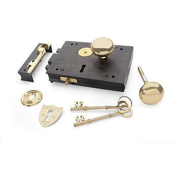 LEFT HAND CARPENTERS RIM LOCK W/53MM PLAIN KNOB STimage