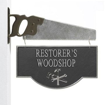 BLACK W/SILVER WORKSHOP PLAQUE&SAW BRACKET*DS*PPDimage