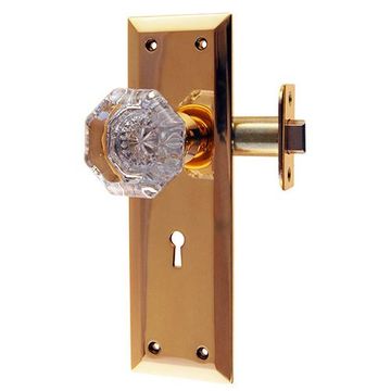 Restorers Classic Glass Knob Passage Set With Large Platesimage