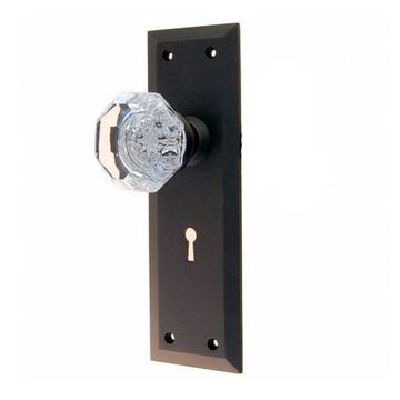 GLASS OCTAGON KNOB W/OB PLATE-2 3/8PASSAGE SETimage