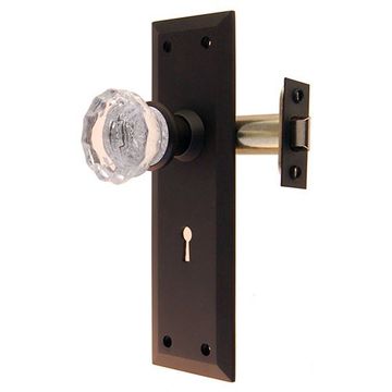 Restorers Classic Glass Knob Passage Set With Large Platesimage