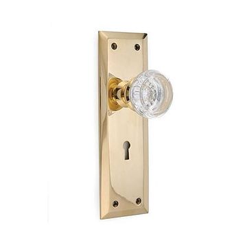 GLASS ROUND KNOB W/PB PLATE-2 3/8PASSAGE SETimage