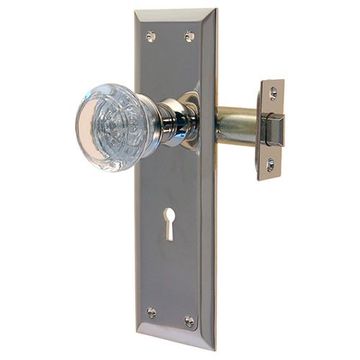 Restorers Classic Glass Knob Passage Set With Large Platesimage