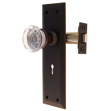 Restorers Classic Glass Knob Passage Set With Large Platesimage