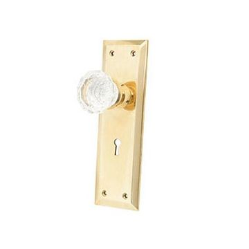 GLASS FLUTED KNOB W/PB PLATE -2 3/8PSGimage