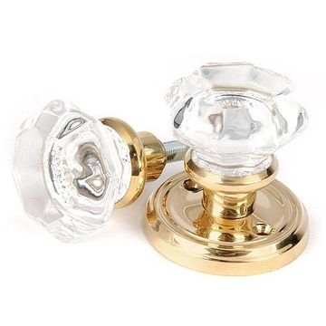 GLASS OCTAGON KNOB W/PB ROSETTEimage