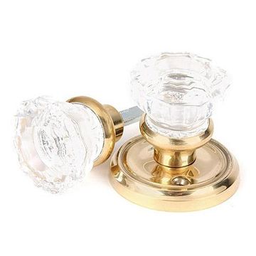GLASS FLUTED KNOB W/PB ROSETTEimage