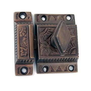 ANTQ BR ORNAMENTAL CABINE LATCH W/DIAMOND KNOBimage