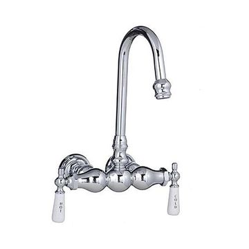 CHROME GOOSENECK LEG TUB FAUCET 3 3/8 CENTERimage