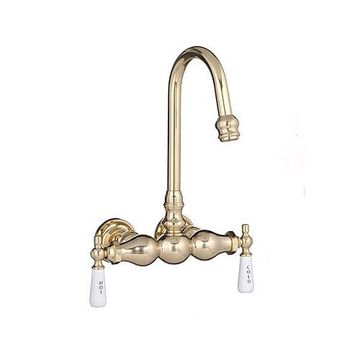 BRASS GOOSENECK LEG TUB FAUCET 3 3/8 CENTERimage