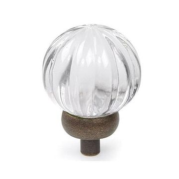 TRANS CLEAR W/ORB BASE MELON GLASS KNOBimage