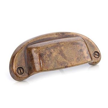 DIST ANTQ BRASS 1 1/4 BIN PULL   3 X 1 3/8image