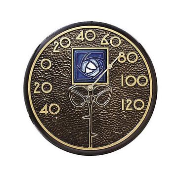 FRENCH BRNZ W/BLUE HUNTER ROSE THERMOMETER *DS*image