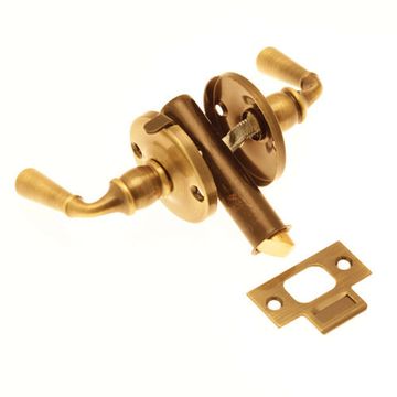 Antique Brass Lever To Lever Screen Or Storm Door Latchimage