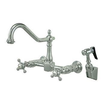 Wall Mount Adjustable Center Kitchen Faucet With Sprayerimage