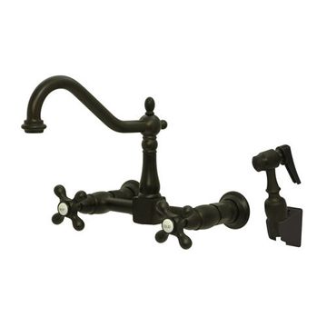 Wall Mount Adjustable Center Kitchen Faucet With Sprayerimage
