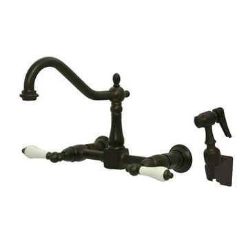 Wall Mount Adjustable Center Kitchen Faucet With Sprayerimage