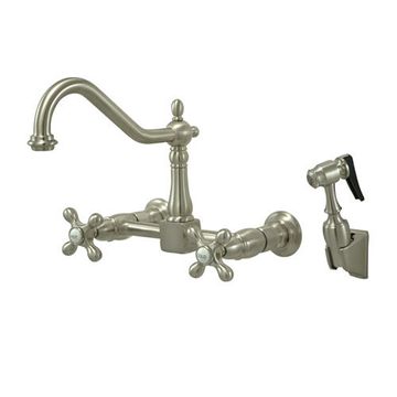Wall Mount Adjustable Center Kitchen Faucet With Sprayerimage