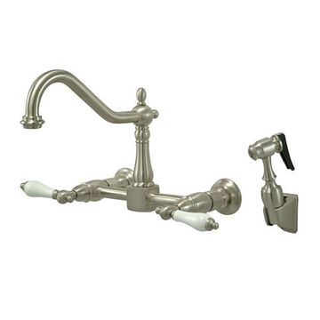 Wall Mount Adjustable Center Kitchen Faucet With Sprayerimage