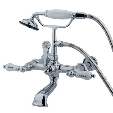 11 1/2 Inch Clawfoot Tub Faucet With Hand Shower - H&C Porcelain Leverimage