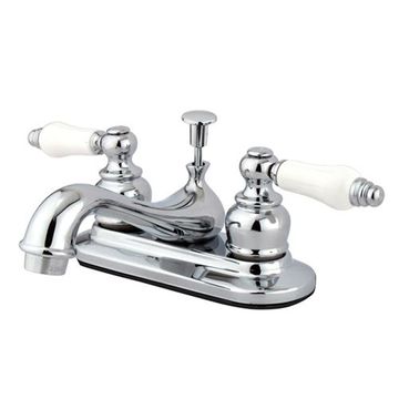 Teapot 4 Inch Centerset Faucet - Porcelain Lever/Oakimage