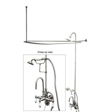 Vintage Hi-Rise Gooseneck Shower Package With Hand Shower - Porcelain Leverimage