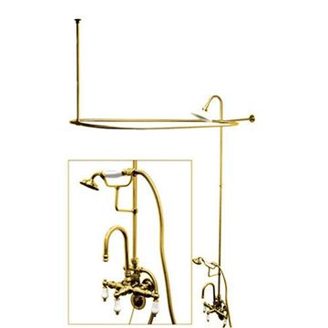 Vintage Hi-Rise Gooseneck Shower Package With Hand Shower - Porcelain Leverimage