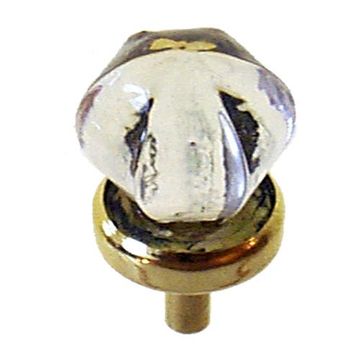 Restorers Classic 1 Inch Star Shaped Glass Knob With Brass Stemimage