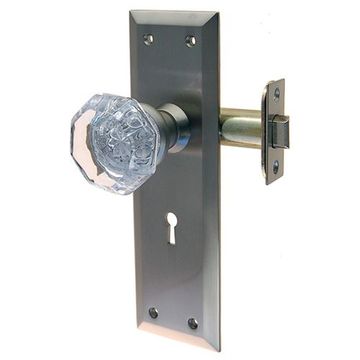 Restorers Classic Glass Knob Passage Set With Large Platesimage