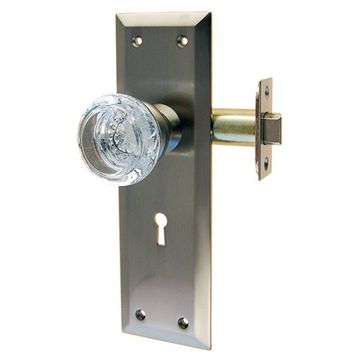 Restorers Classic Glass Knob Passage Set With Large Platesimage