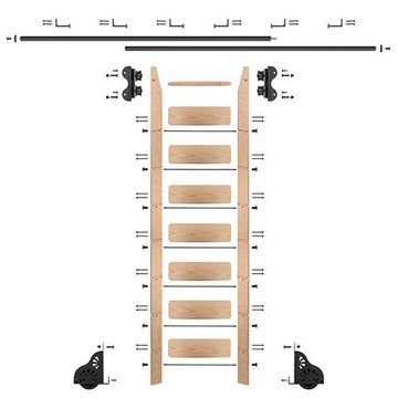 Quiet Glide Maple Library Ladder & 12 Ft Rolling Hardware Kitimage